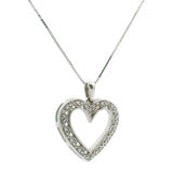 Brand New 14k White Gold and Diamond Filigree Heart Pendant Necklace 18"