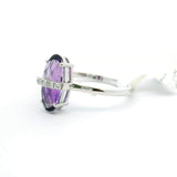 Brand New Amethyst and Diamond Fancy Ring in 14k White Gold Size 7