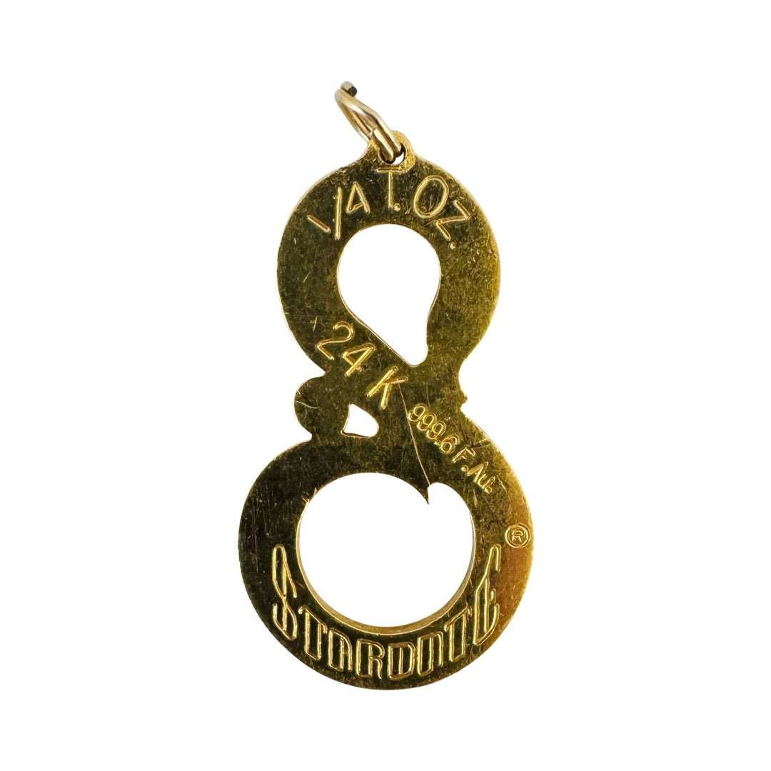 24k Pure Yellow Gold 7.9g Solid Figure Eight Astrology Symbol Pendant 1.4"