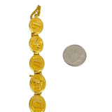 24k Pure Yellow Gold 20g Solid Ladies 10mm Lucky Link Bracelet 6.25"