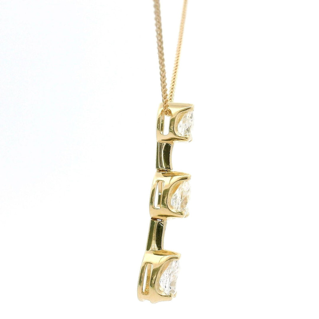 Brand New 14k Yellow Gold and 0.50ct Three Diamond Pendant Necklace 20"