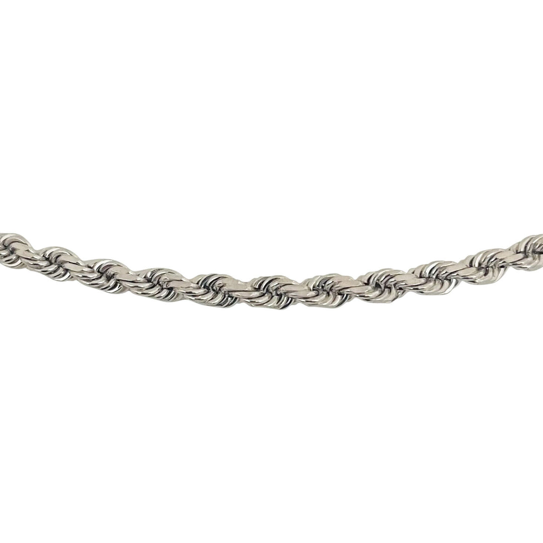 14k White Gold 26.2g Solid Diamond Cut 3.5mm Rope Chain Necklace 20"