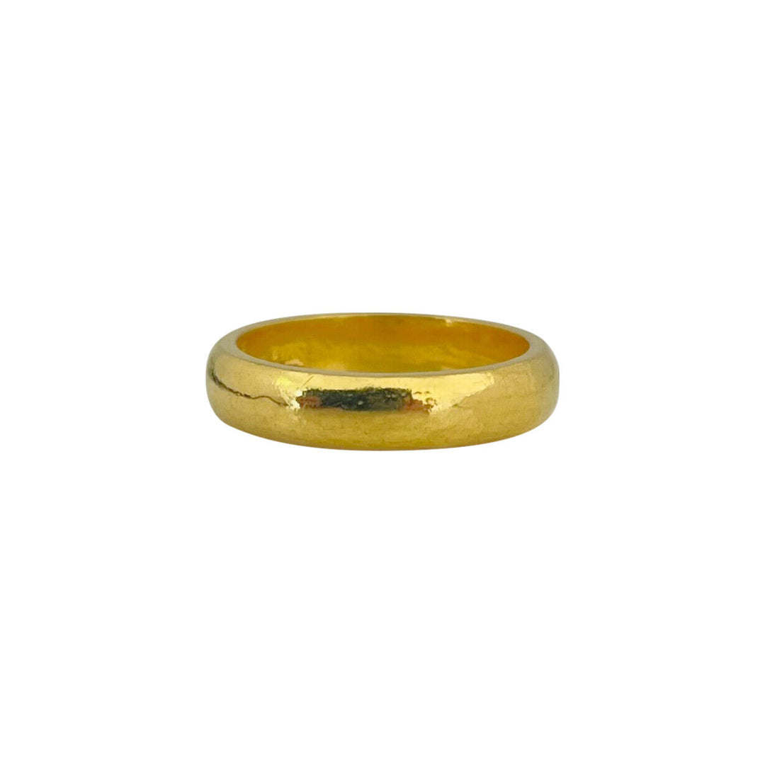 24k Pure Yellow Gold 7.9g Solid 4.2mm Band Ring Size 6.5