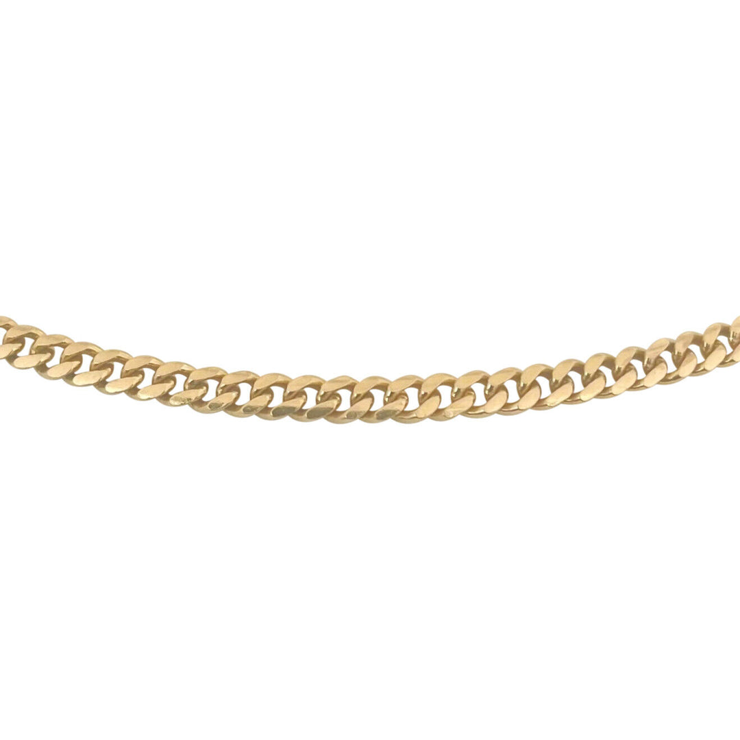 14k Yellow Gold 14.5g Solid Thin 3.2mm Cuban Curb Link Chain Necklace Italy 19"