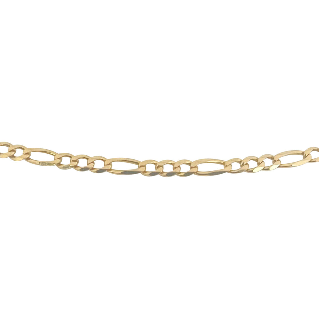 19k Portuguese Yellow Gold 8.9g Thin 2.5mm Figaro Link Chain Necklace 21"