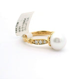 14k Yellow Gold Pearl and Diamond Ring Size 7.5