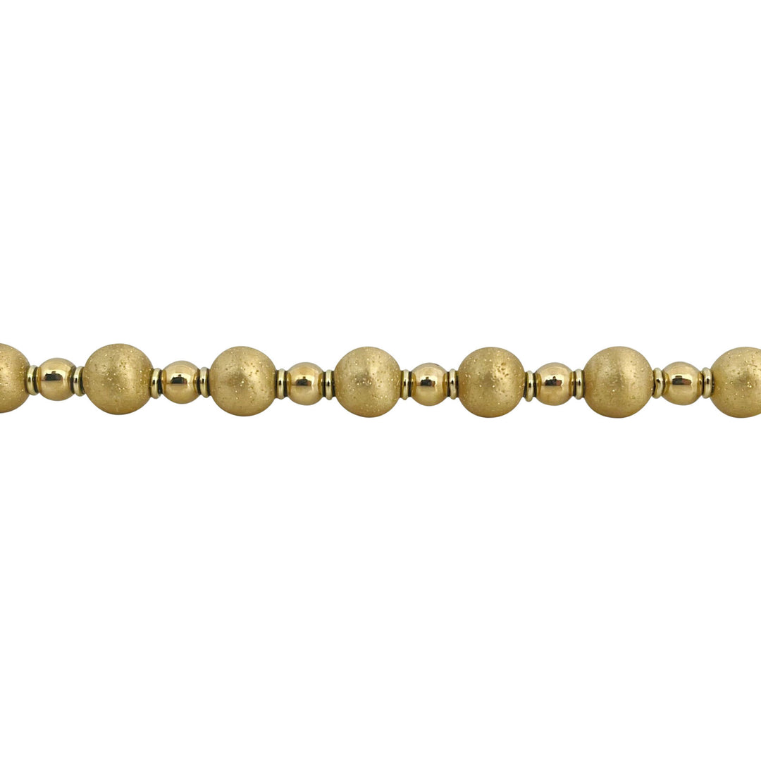 18k Yellow Gold 16.7g Satin and Polish Finish 7.5mm Ball Bead Bracelet 7.75"