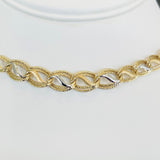 Brand New 14k Yellow and White Gold Fancy Hollow Curb Link Necklace Italy 17"