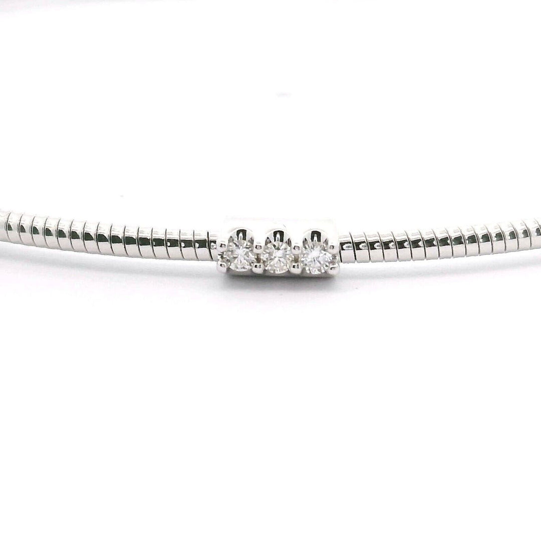 Brand New 14k White Gold and Diamond Bangle Bracelet 7"