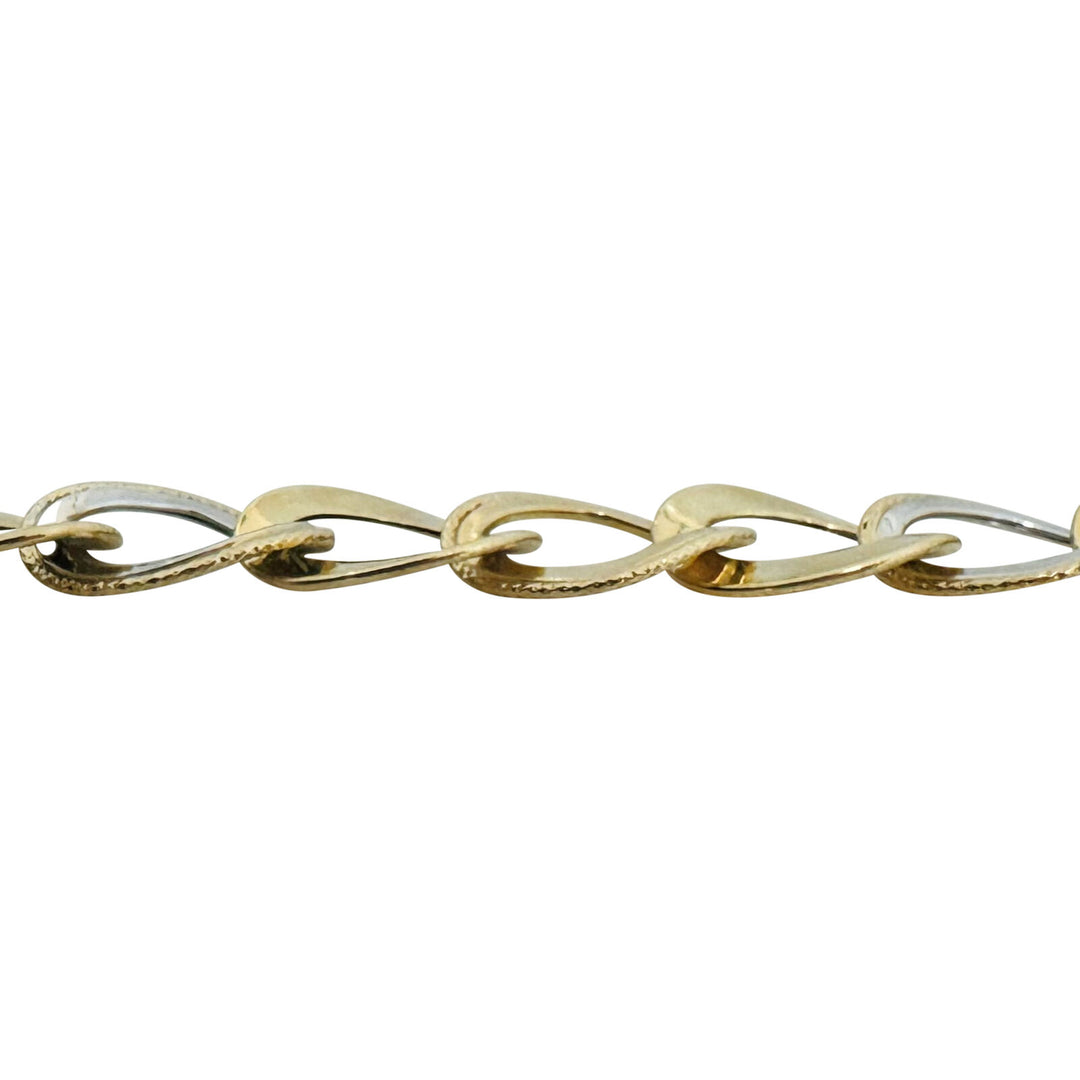 Brand New 14k Yellow and White Gold Fancy Curb Link Bracelet Italy 7.5"