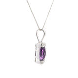 Brand New 14k White Gold Amethyst and Diamond Pendant Necklace 18"