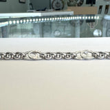Brand New 14k White Gold Fancy Rolo Link Bracelet Turkey 7.75"