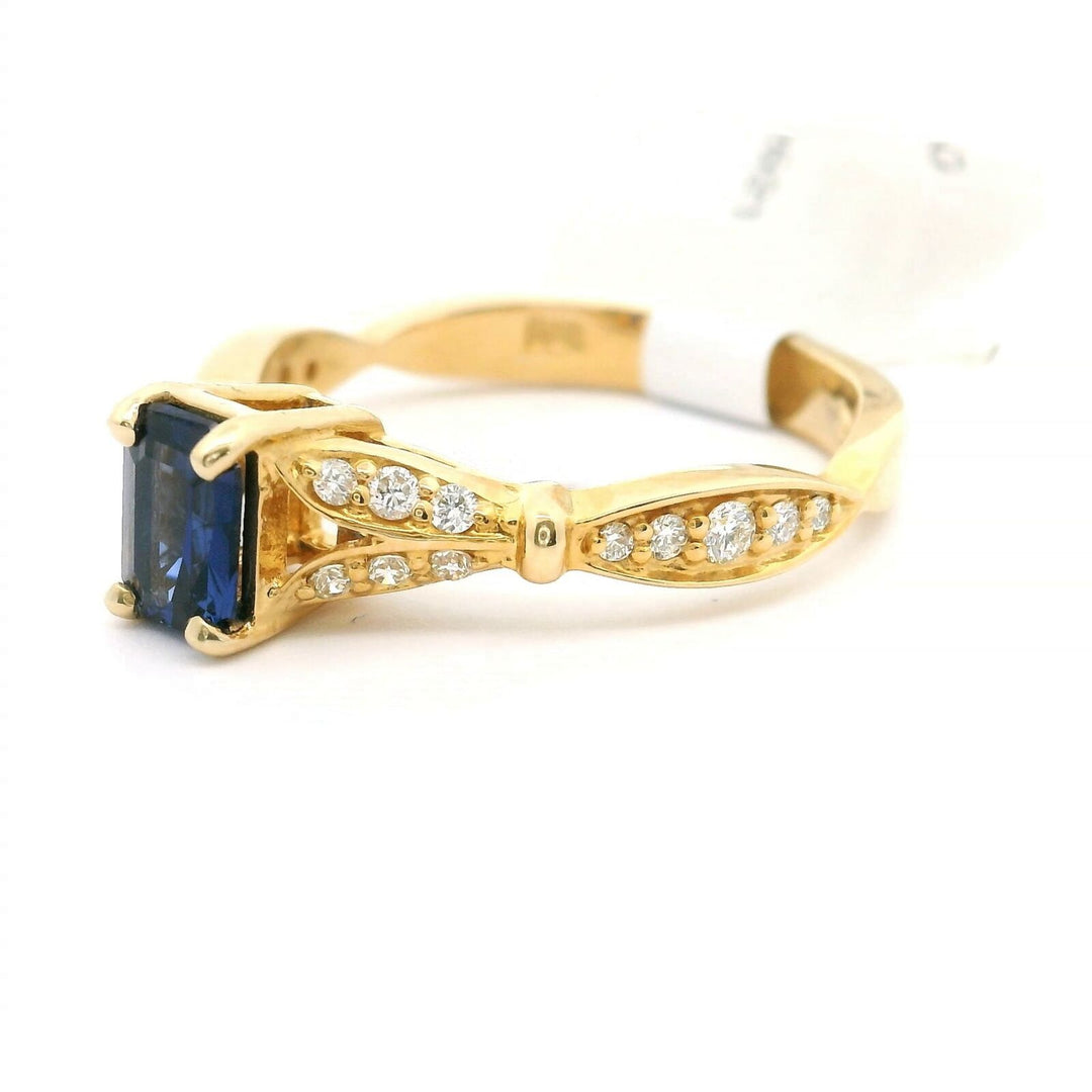 Brand New Sapphire and Diamond Ladies Ring in 14k Yellow Gold Size 7