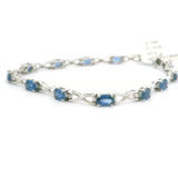 Brand New 14k White Gold and Natural Sapphire Link Bracelet 7"