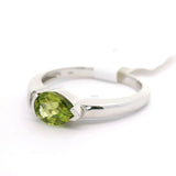 Brand New Peridot and Diamond Ring in 14k White Gold Size 6