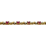 14k Yellow Gold 9.4g Ladies Ruby and Diamond Link Bracelet 7"