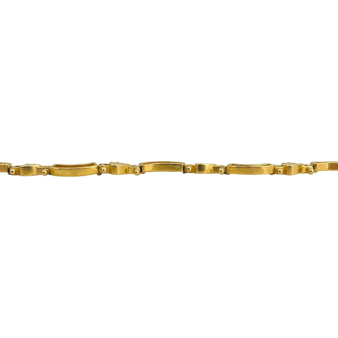 22k Yellow Gold 9.6g Ladies Diamond Cut 4mm Heart Link Bracelet 7.5"