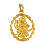 22k Yellow Gold and Enamel 2.9g Diamond Cut Goddess Pendant 1.5"
