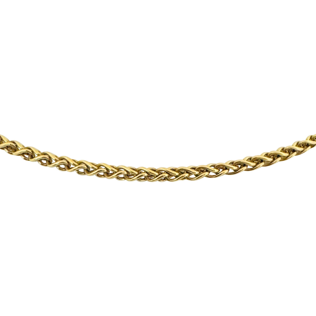 18k Yellow Gold 11.7g Hollow 3mm Wheat Link Chain Necklace Italy 24"