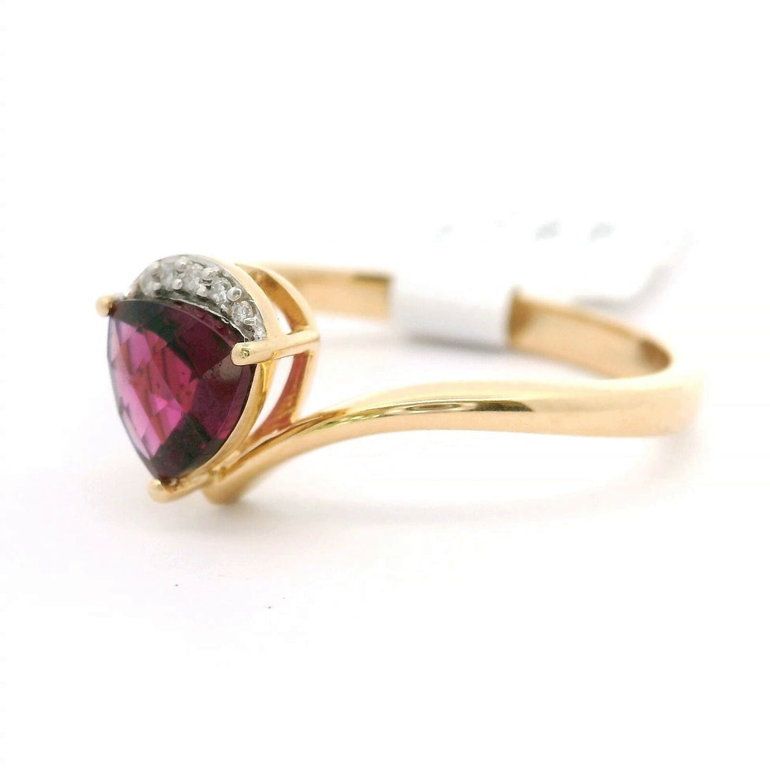 Brand New Rhodolite and Diamond Ring in 14k Yellow Gold Size 7