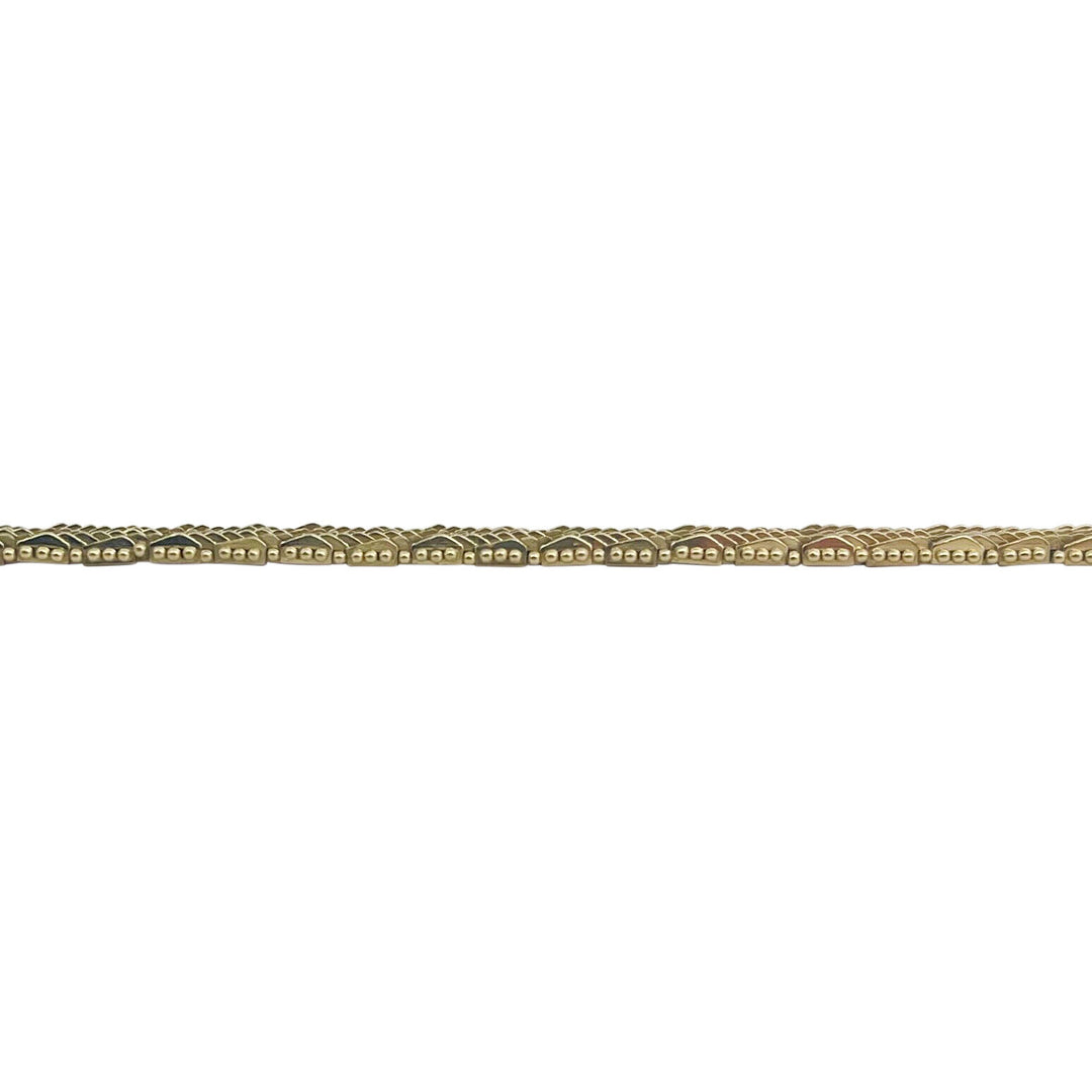 14k Yellow Gold 15.4g Solid Ladies 7mm Beaded Mirror Bar Link Bracelet 7"