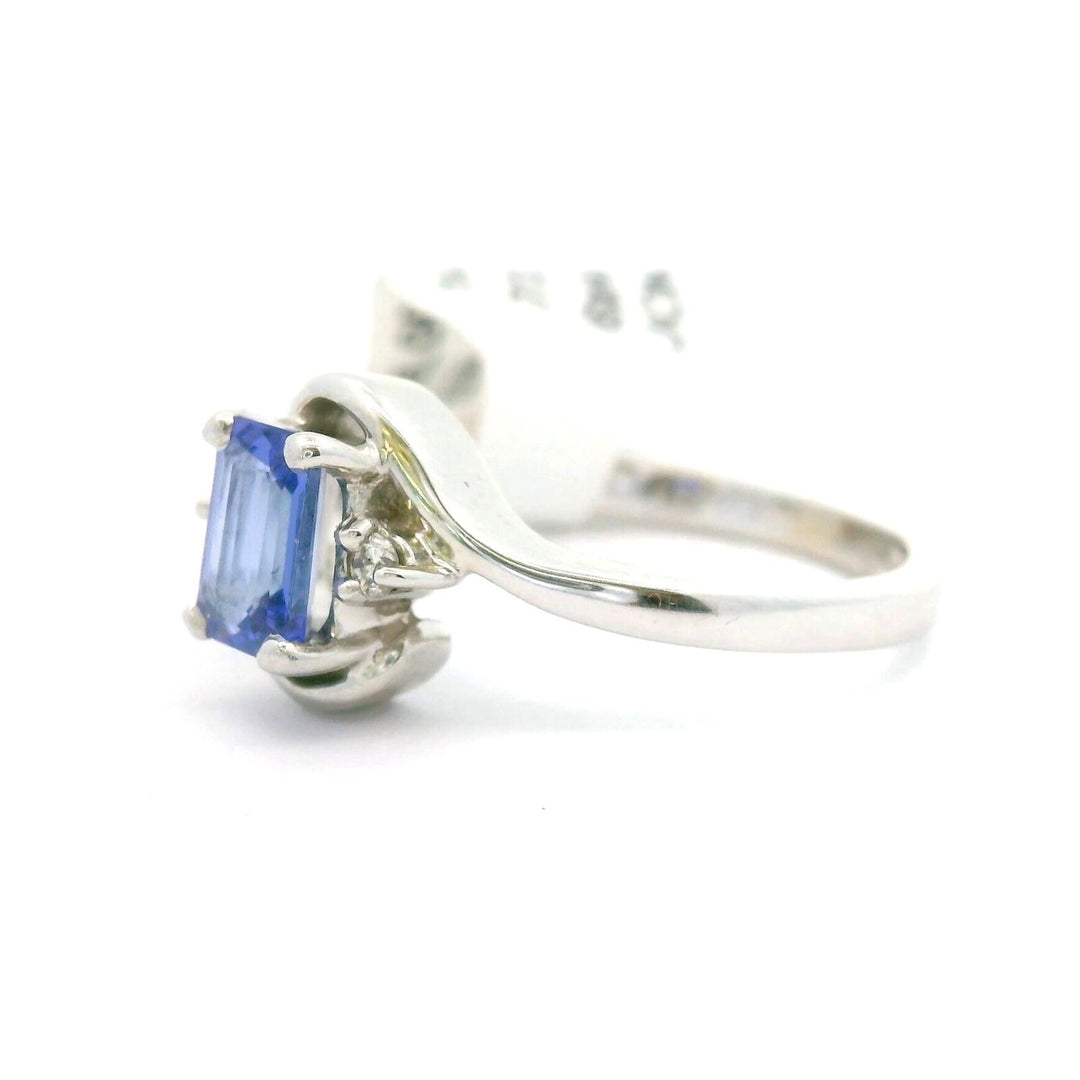 Brand New Tanzanite and Diamond Fancy Ring in 14k White Gold Size 6.5