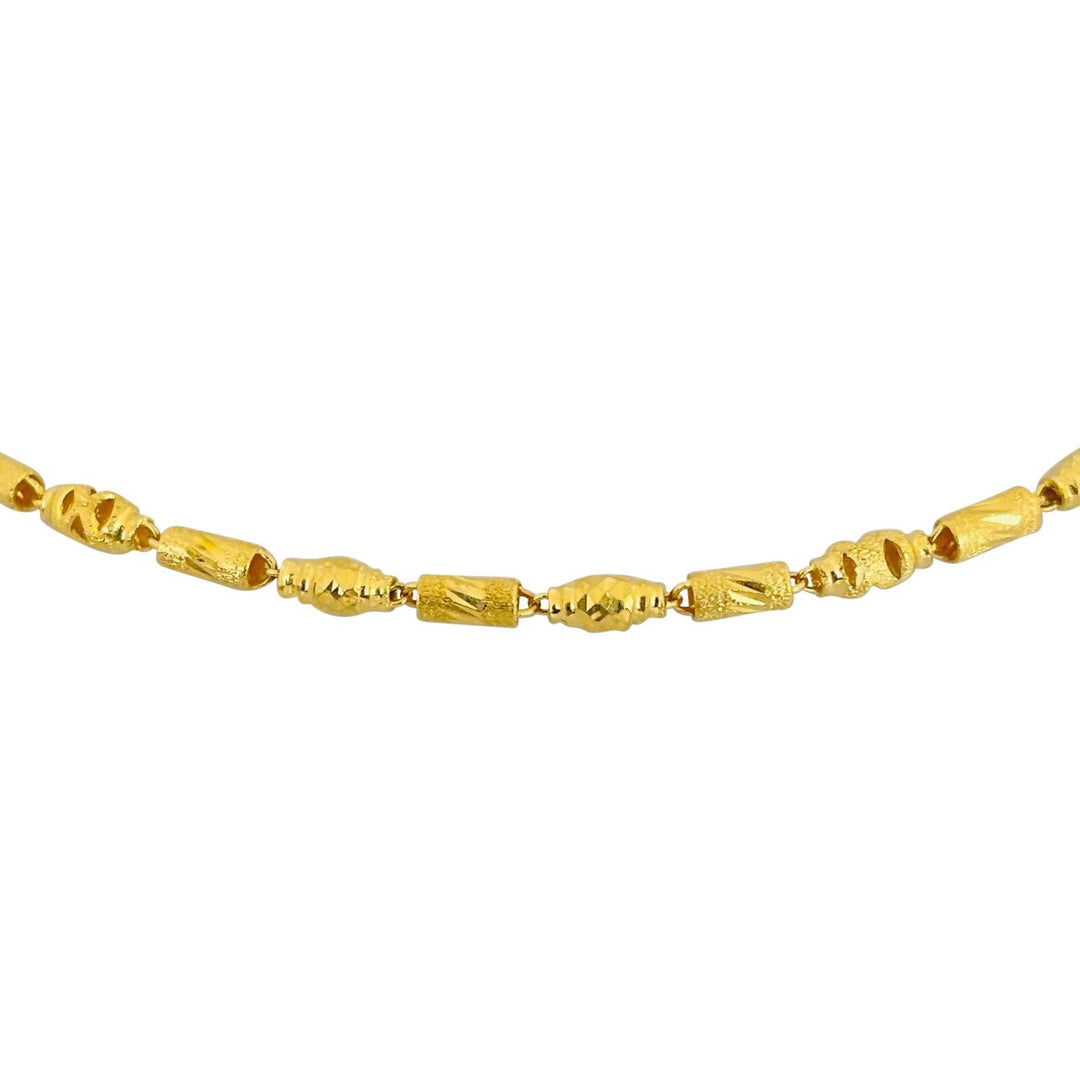 24k Pure Yellow Gold 15.3g Diamond Cut 3.5mm Open Cylinder Link Necklace 20"