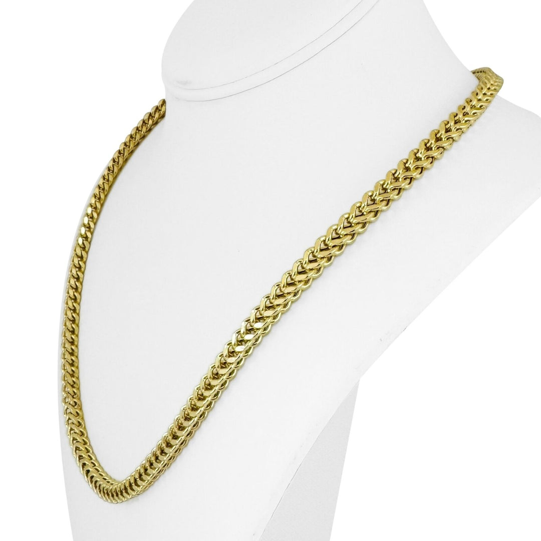 14k Yellow Gold 34.4g Men's Thick 5.5mm Squared Franco Link Chain Necklace 22"
