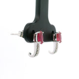 Brand New Ruby and Diamond Stud Earrings in 14k White Gold