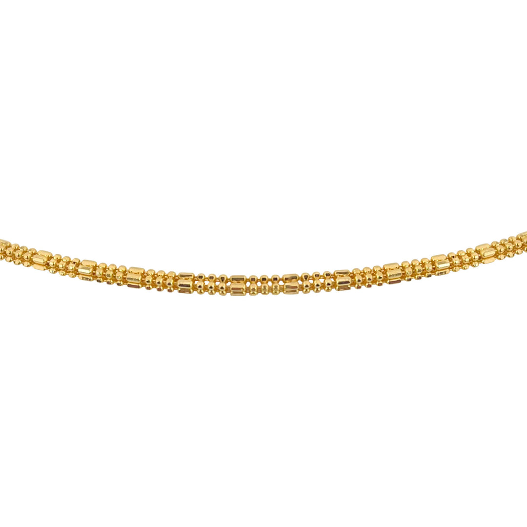 22k Yellow Gold 12.2g Ladies 2.5mm Beaded Fancy Link Necklace 18"