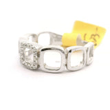 Brand New 14k White Gold and Diamond Open Square Band Ring Size 6.5