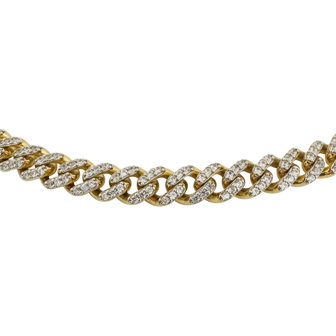14k Yellow Gold 37.8g Men's Cubic Zirconia 8mm Cuban Link Chain Necklace 20"