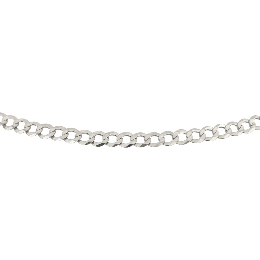 10k White Gold 8.2g Hollow Flat 3.5mm Curb Link Chain Necklace 24"