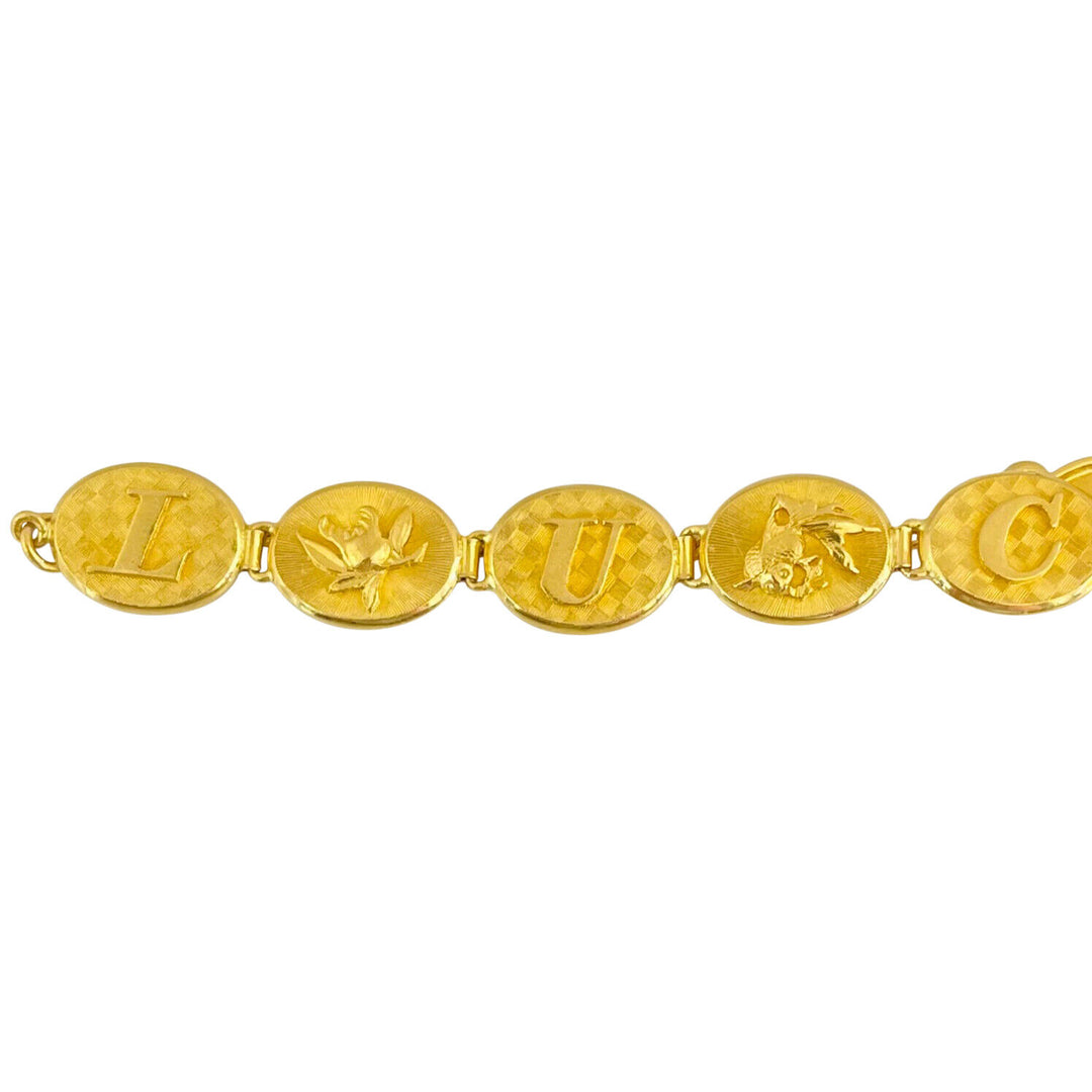 24k Pure Yellow Gold 20g Solid Ladies 10mm Lucky Link Bracelet 6.25"