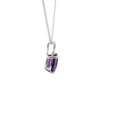 Brand New 14k White Gold Amethyst and Diamond Pendant Necklace 18"