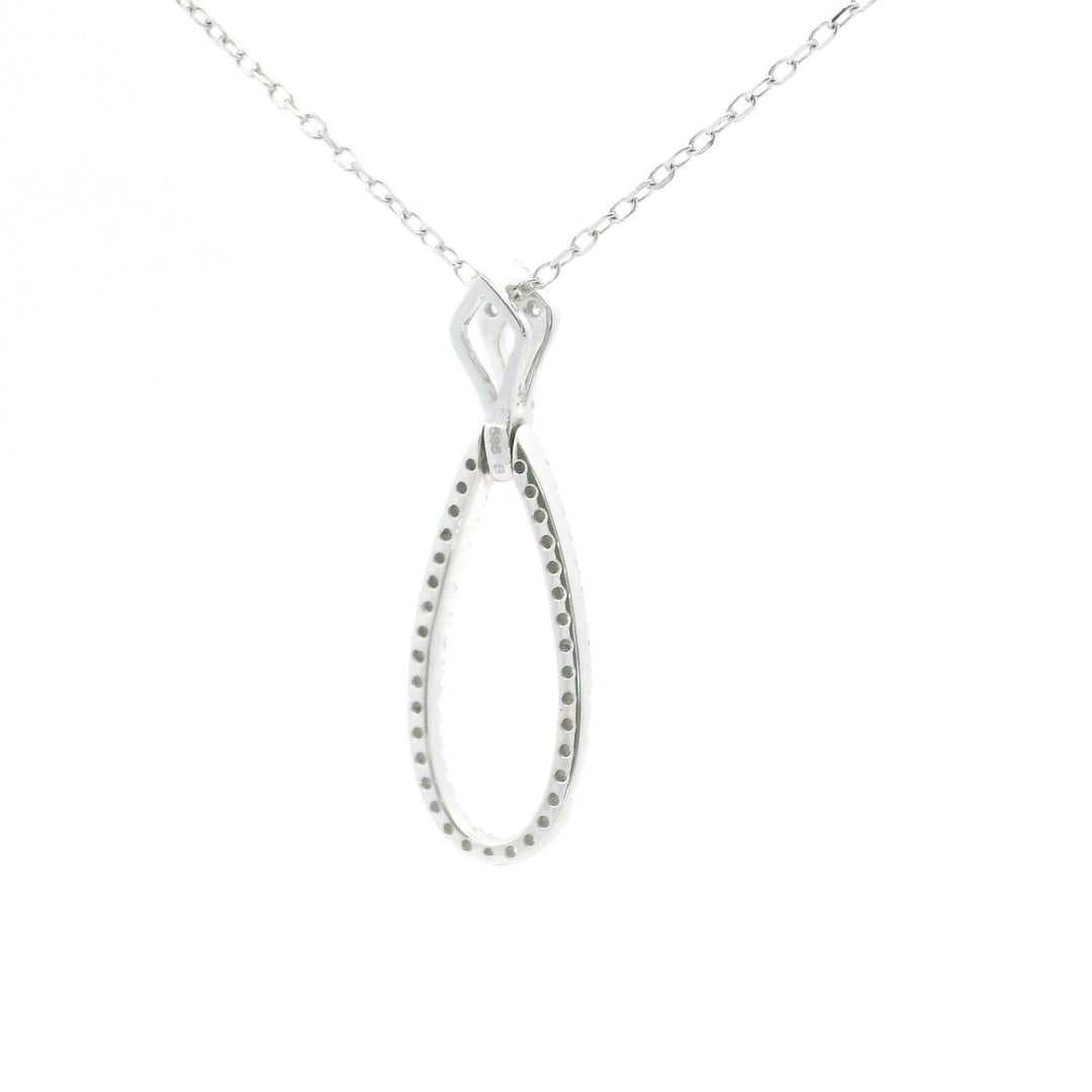 Brand New 14k White Gold and 0.20cttw Diamond Teardrop Pendant Necklace 18"