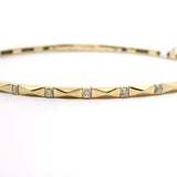 Brand New 14k Yellow Gold and Diamond Bangle Bracelet 7"