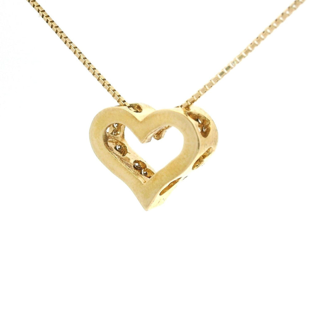 Brand New 14k Yellow Gold Diamond Heart Pendant Necklace 18"<br data-mce-fragment="1">