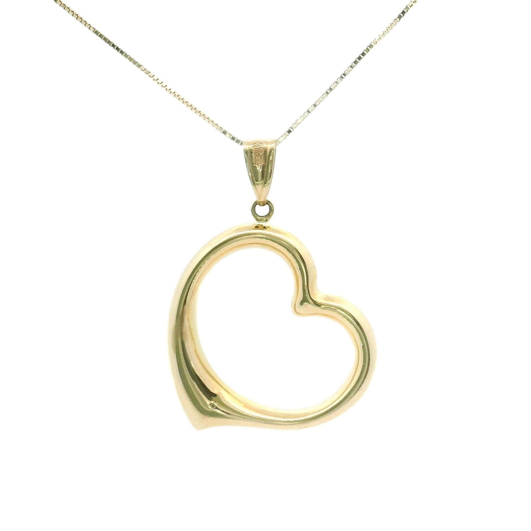 Brand New 14k Yellow Gold Heart Pendant Necklace 18"