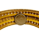 22k Yellow Gold 40.4g Solid Heavy Wide 25mm Fancy Beaded Bangle Bracelet 7.85"
