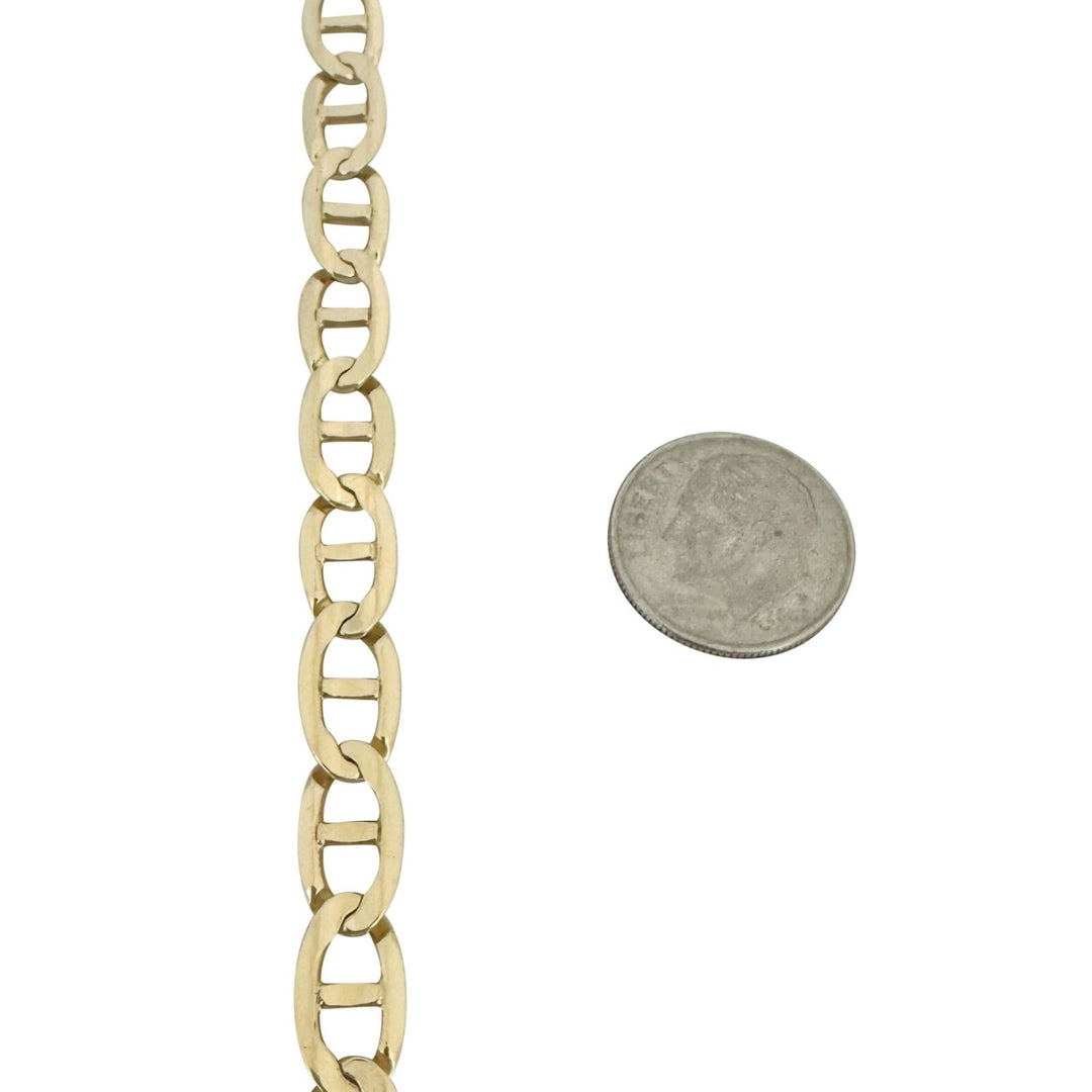 14k Yellow Gold 16g Men's Polished 7mm Mariner Link Bracelet Italy 9.25"
