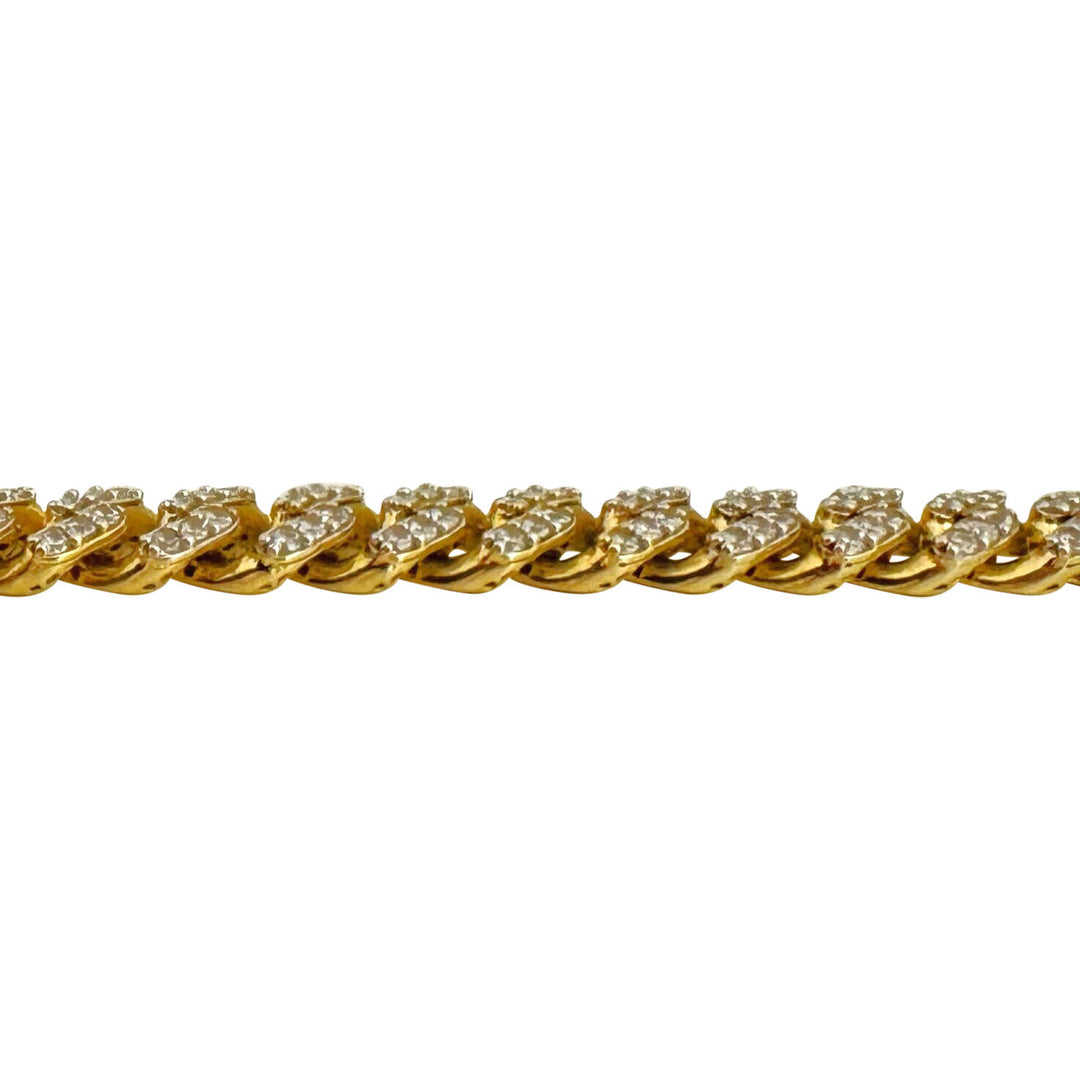 14k Yellow Gold 34.3g Men's Cubic Zirconia 7.5mm Cuban Link Chain Necklace 20"