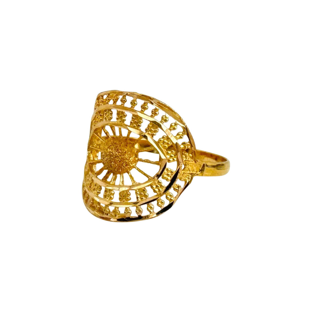 21k Yellow Gold 2.5g Ladies Diamond Cut Fancy Ring Size 7.5