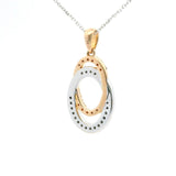 Brand New 14k Rose and White Gold Two Oval Diamond Pendant Necklace 18"
