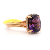 Brand New Amethyst and Diamond Halo Ring in 14k Rose Gold Size 7
