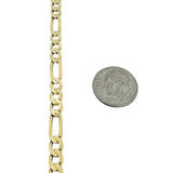 14k Yellow Gold 6.2g Men's Semi Solid 5mm Figaro Link Bracelet 8"
