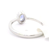 Brand New Tanzanite and Diamond Halo Ring in 14k White Gold Size 6.75