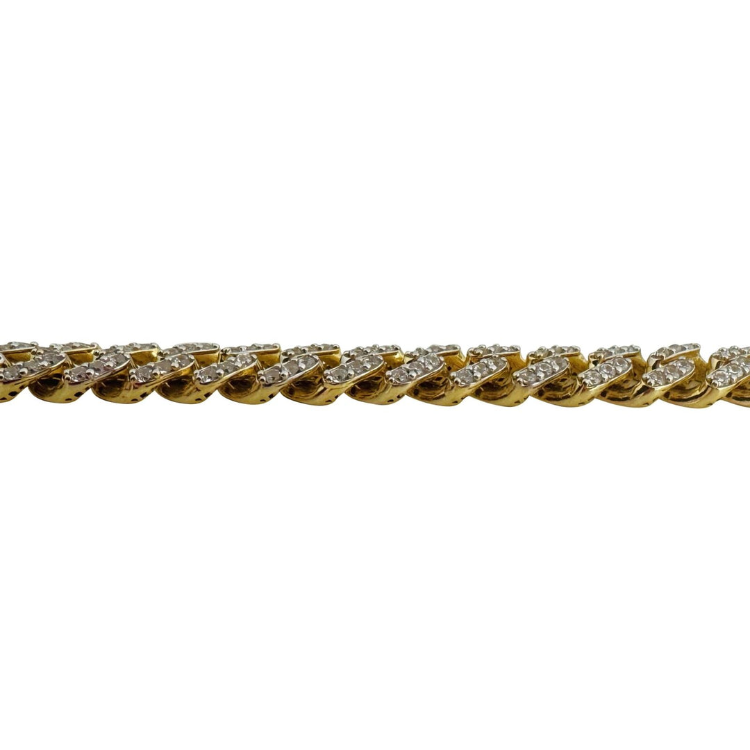 14k Yellow Gold 37.8g Men's Cubic Zirconia 8mm Cuban Link Chain Necklace 20"