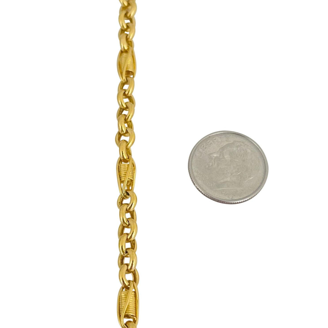 24k Pure Yellow Gold 14.8g Solid Ladies 5mm Fancy Cable Link Bracelet 7.5"