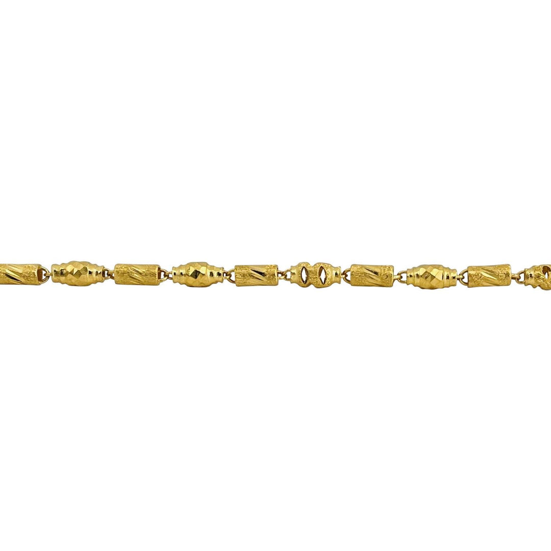 24k Pure Yellow Gold 15.3g Diamond Cut 3.5mm Open Cylinder Link Necklace 20"